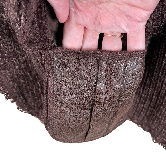 Y2K Ceres Fairy Grunge Faux Fur Chunky Knit Open Cardigan Women’s L Chocolate - Picture 9 of 10